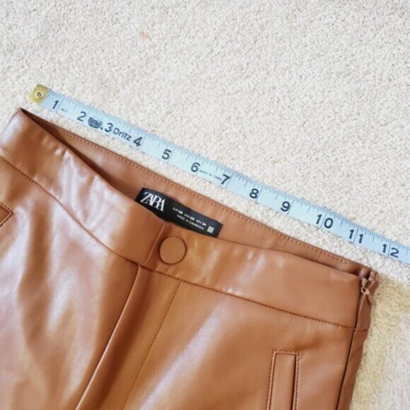 NWOT Zara Faux Leather Ankle Zip High Rise Pants XS - Picture 4 of 7